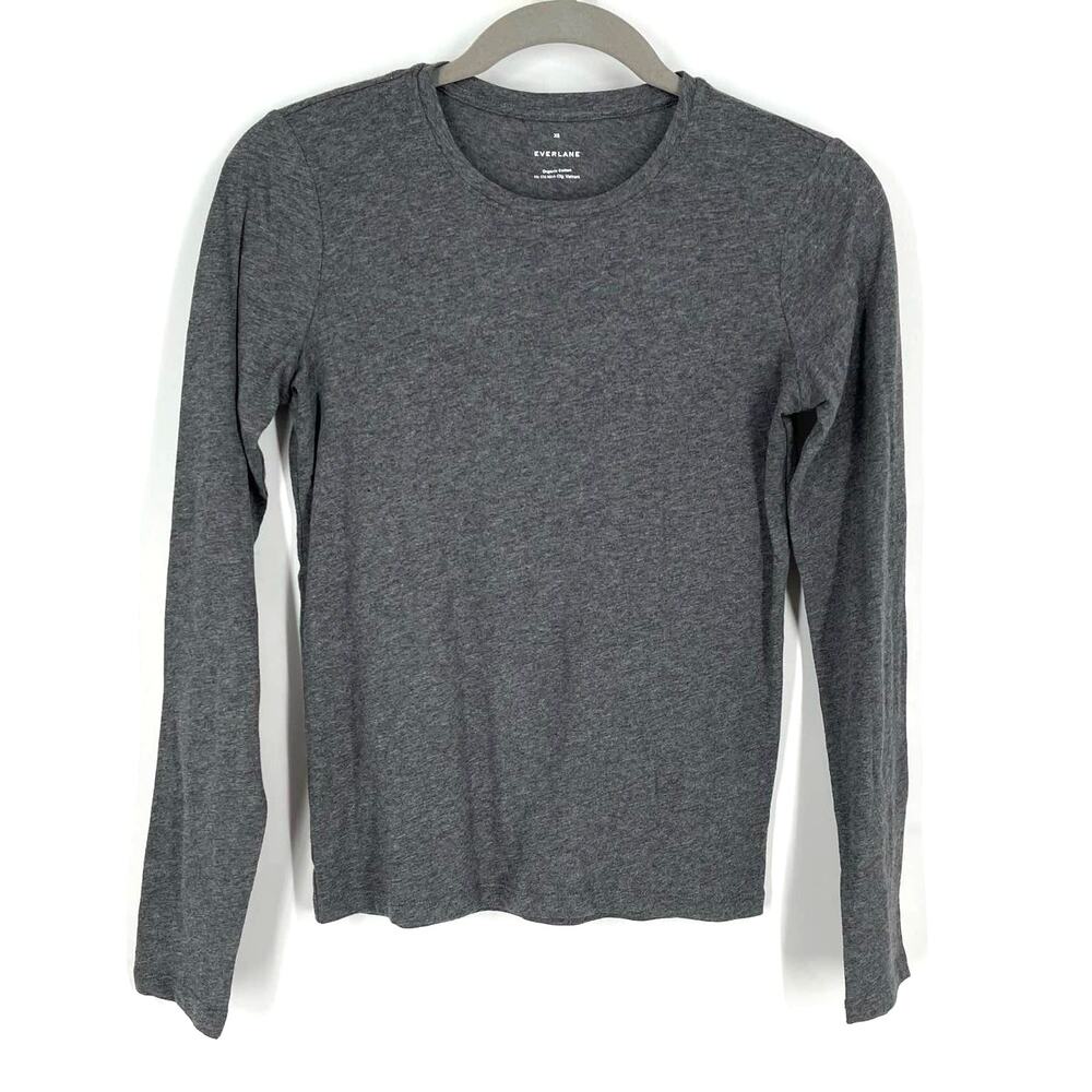 Everlane Organic Cotton Crewneck Long‎ Sleeve Tee Gray Women's XXS NWOT